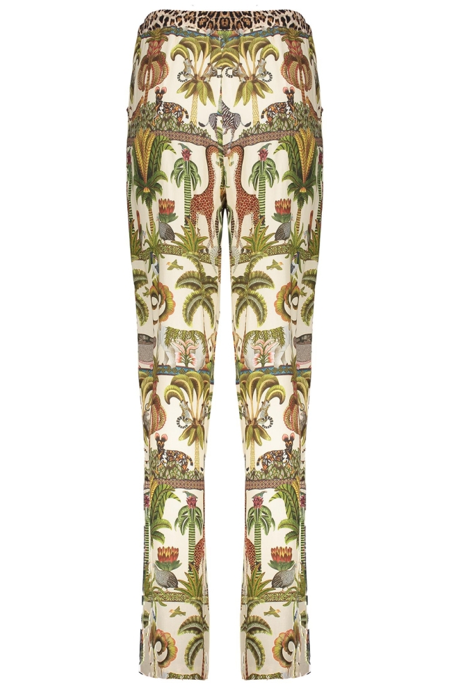 STRAIGHT LEG PANTALON MET PRINT 51355 70 000010 OFF WHITE/GREEN COMBI